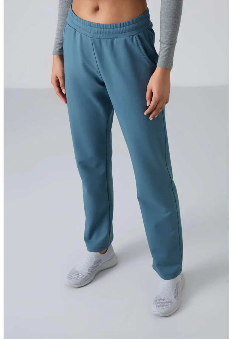 Pantaloni dama,  trening fleece, buzunar, Moroccan Blue, 77% bumbac