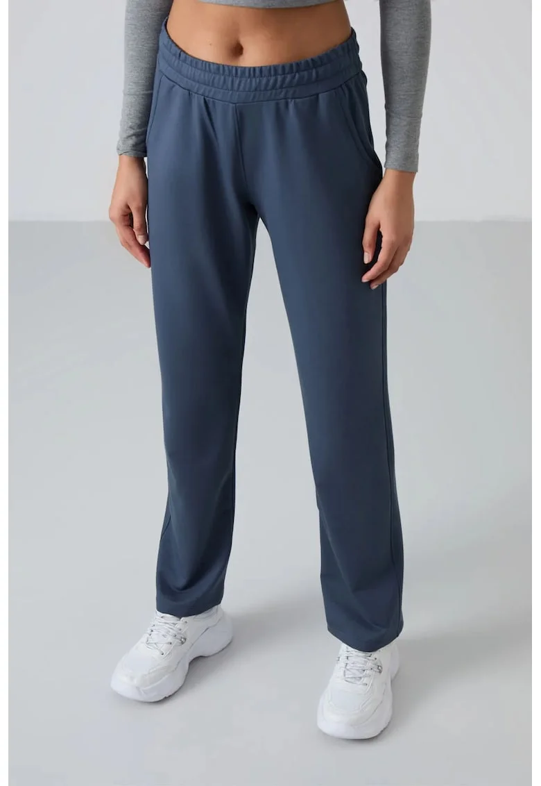 Pantaloni dama,  trening din fleece, Oxford Blue, 77% bumbac, fara inchidere