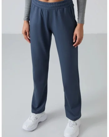 Pantaloni dama,  trening din fleece, Oxford Blue, 77% bumbac, fara inchidere
