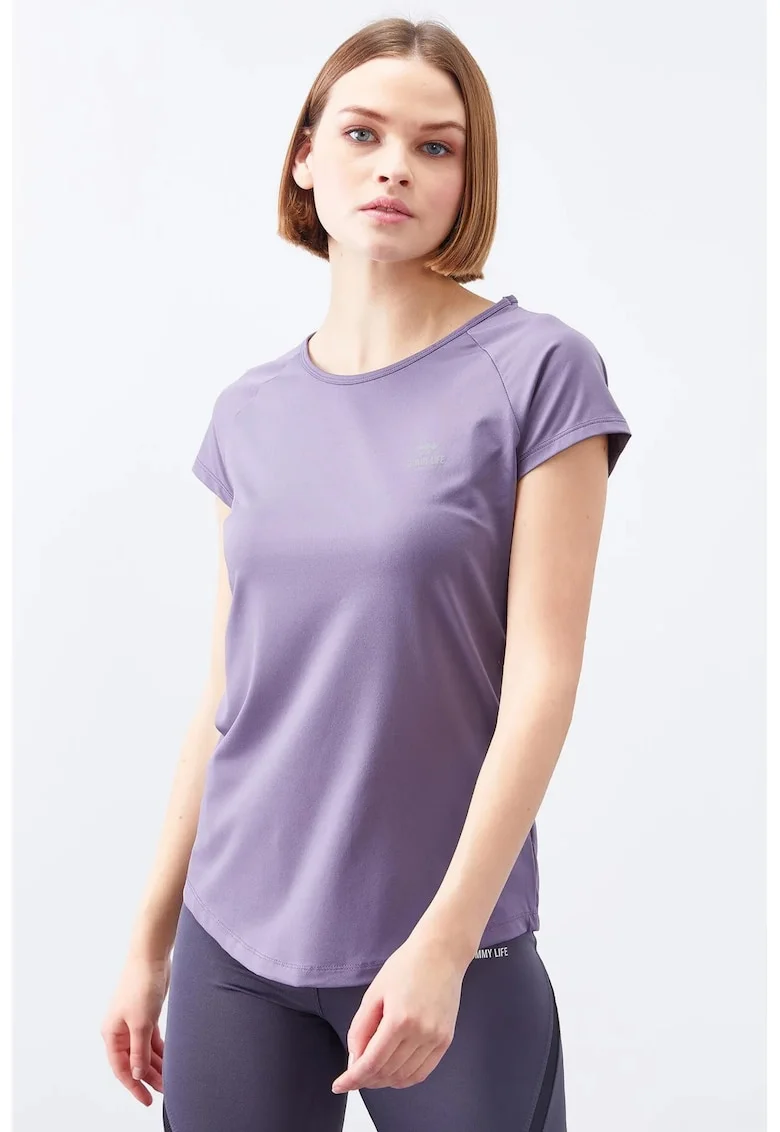 Tricou  femei, maneca scurta, mov, poliester cu elastan