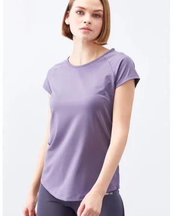 Tricou  femei, maneca scurta, mov, poliester cu elastan