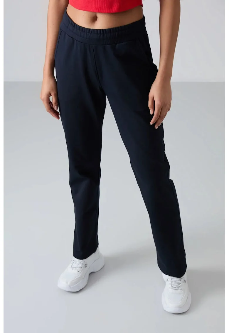 Pantaloni dama,  pantaloni de trening din fleece, buzunar, albastru marin, bumbac