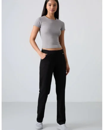 Pantaloni de trening,  croiala dreapta, negru, bumbac