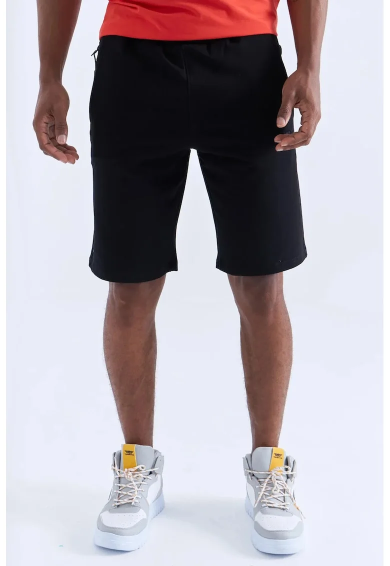 Pantaloni scurti, Barbati, Pantaloni scurti jerseu TOMMY barbati cu snur in talie, Negru,