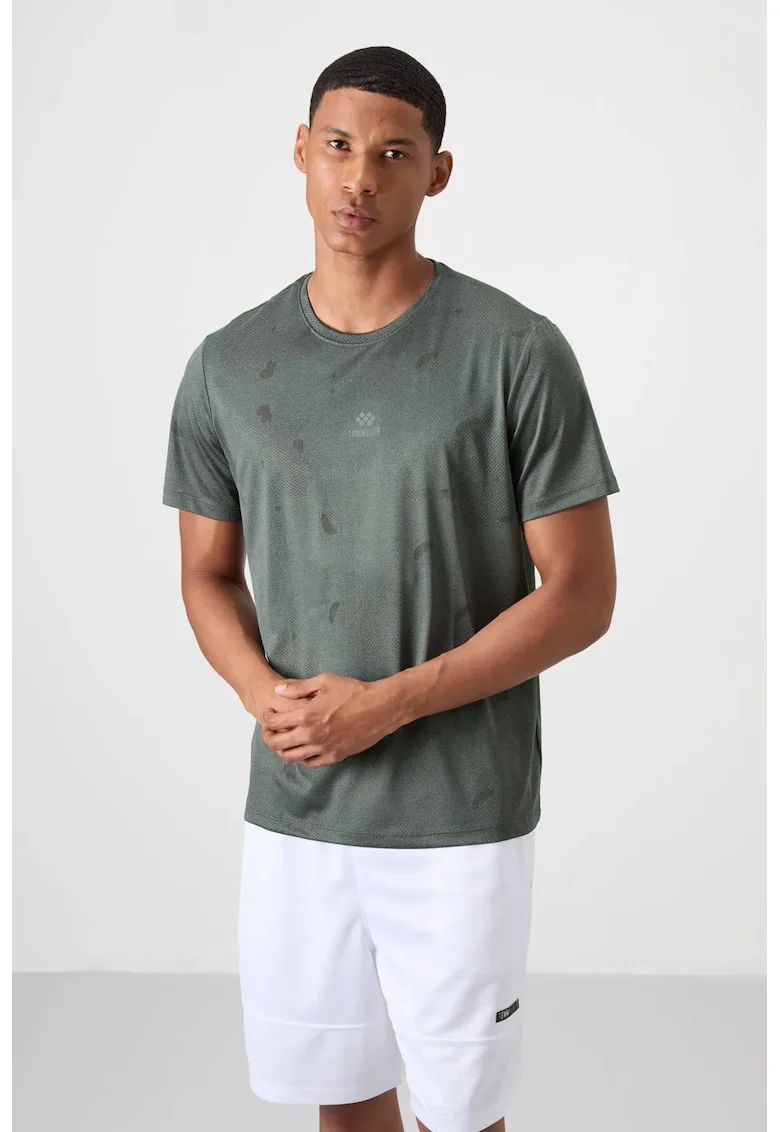 Tricou  barbati, model Bird's Eye, verde kaki, 100% poliester