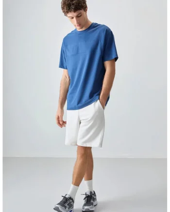 Tricou  oversized, elastic, albastru Moroccan, bumbac, poliester, lycra