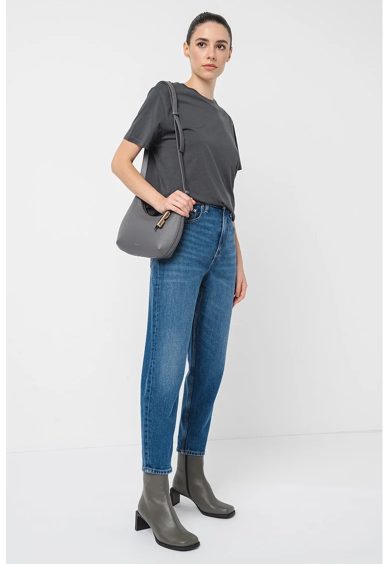 Blugi mom-fit cu talie inalta, Albastru inchis
