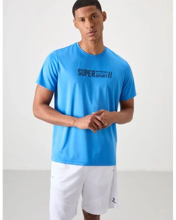 Tricou  imprimeu, albastru cerulean, 100% poliester
