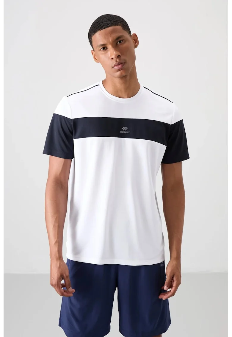 Tricou  barbati, guler rotund, blocuri de culoare, bumbac