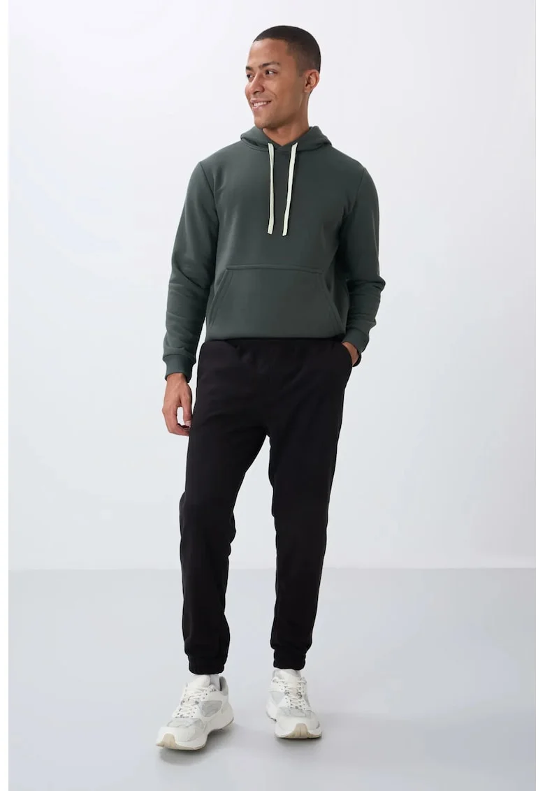 Pantaloni de trening, Barbati, Pantaloni de trening TOMMY din poliester pentru barbati, Negru,