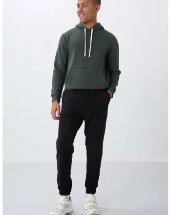 Pantaloni de trening, Barbati, Pantaloni de trening TOMMY din poliester pentru barbati, Negru,