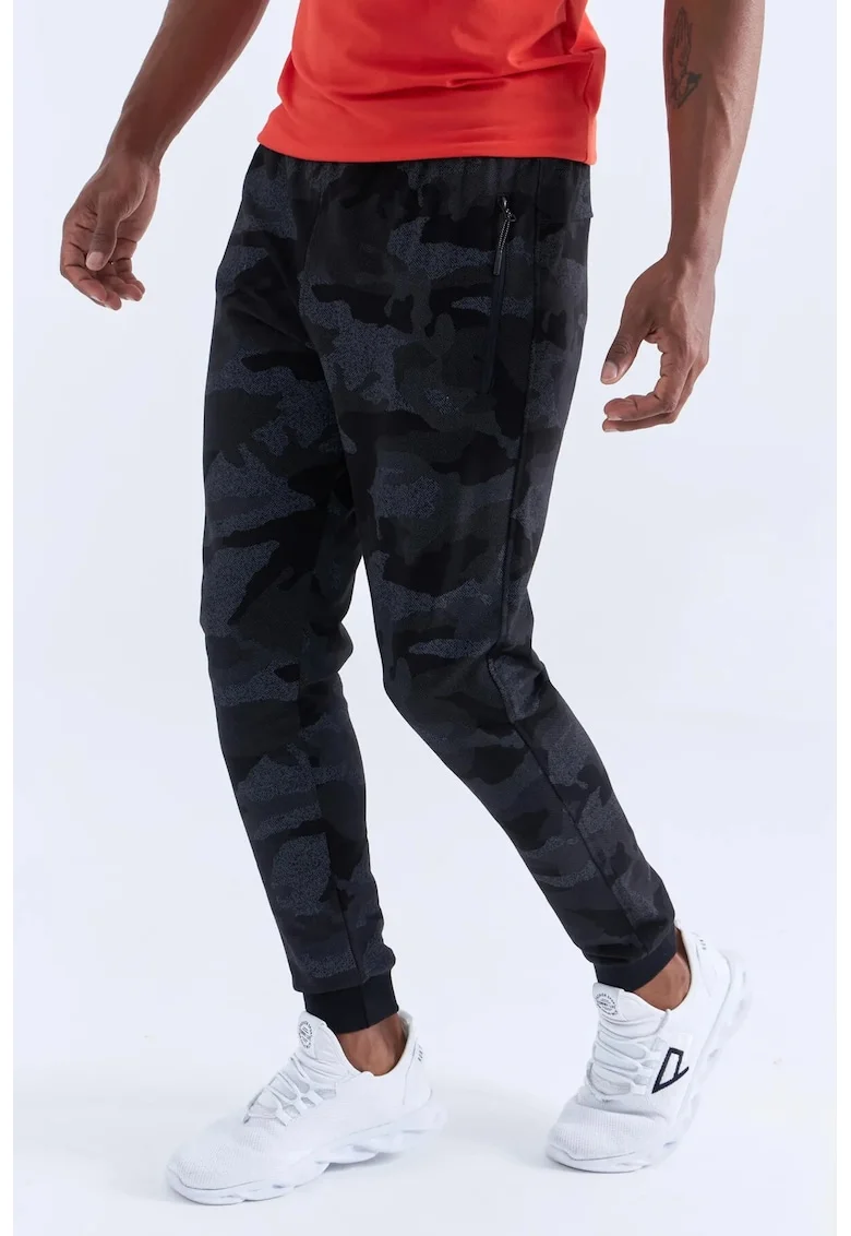 Pantaloni de trening, Barbati, Pantaloni de trening TOMMY pentru barbati, camuflaj, croiala Negru,