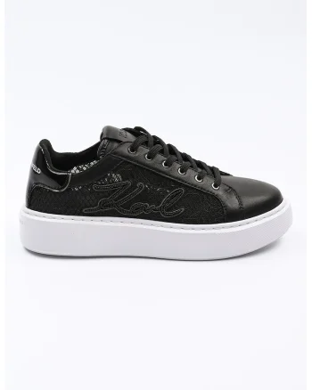 Pantofi sport de piele cu insertii de plasa, Negru