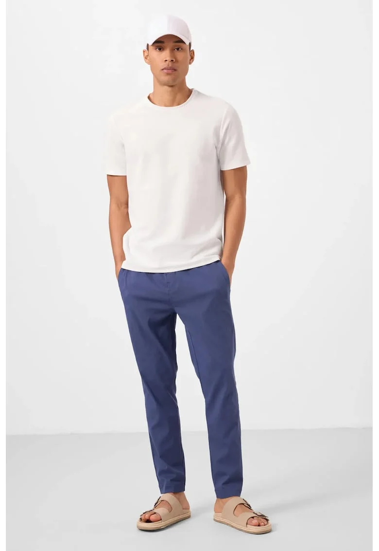 Pantaloni, Barbati, Pantaloni Chino TOMMY Gabardina Croiala Dreapta pentru Barbati, Albastru Marin,