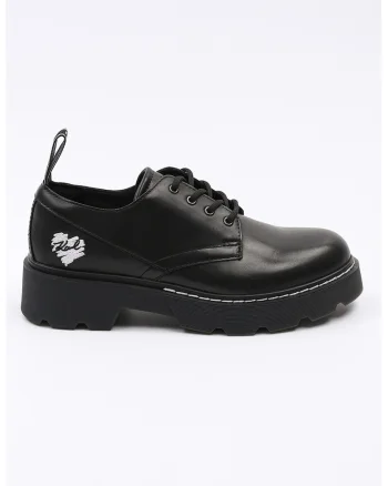 Pantofi din piele cu logo brodat, Negru