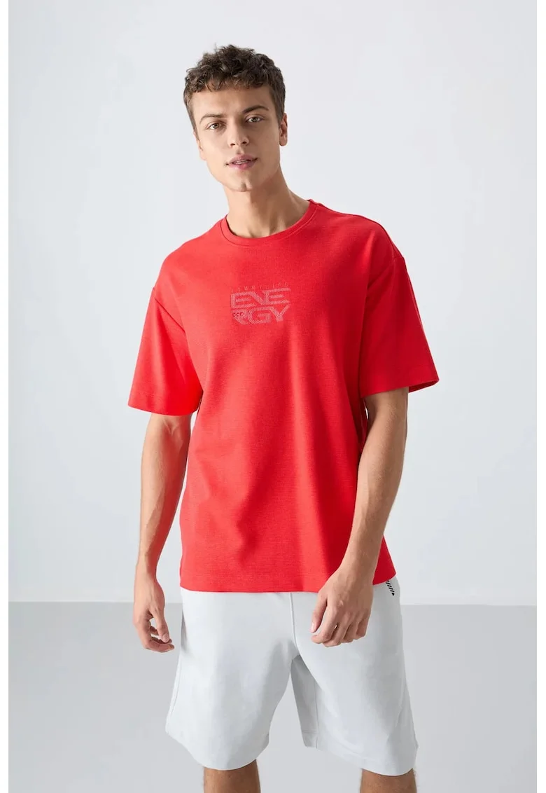 Tricou  barbati, rosu, broderie logo, amestec bumbac