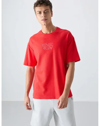 Tricou  barbati, rosu, broderie logo, amestec bumbac