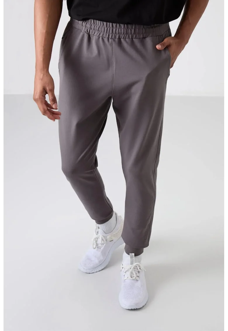 Pantaloni de trening, Barbati, Pantaloni de trening TOMMY din amestec de bumbac, Gri carbune,