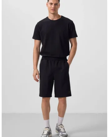Pantaloni scurti, Barbati, TOMMY Pantaloni scurti supradimensionati din din amestec de bumbac, Negru,