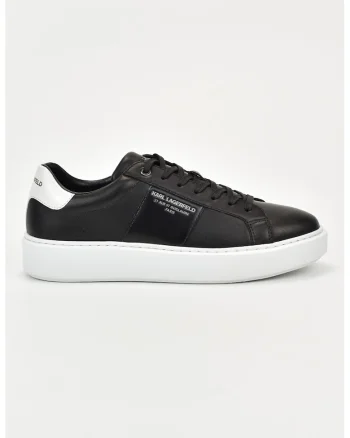 Pantofi sport din piele, Negru/Alb optic