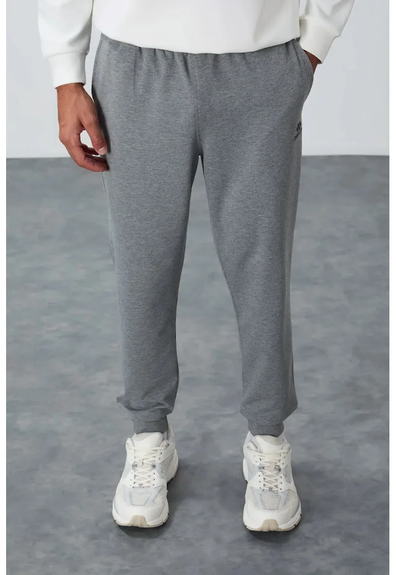 Pantaloni de trening, Barbati, Pantaloni de trening TOMMY pentru barbati din fleece uni, Gri, Gri