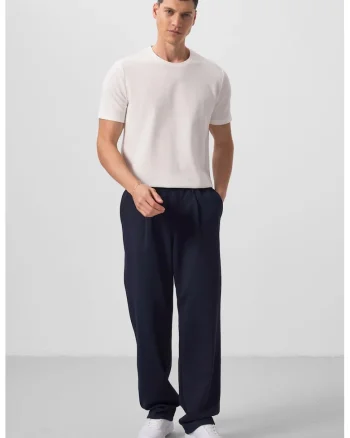 Pantaloni, Barbati, Pantaloni Palazzo cu croiala larga TOMMY pentru barbati, Bleumarin