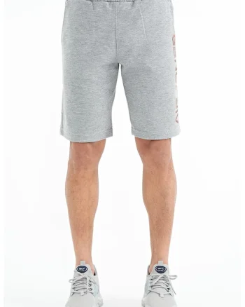 Pantaloni scurti, Barbati, Pantaloni scurti de trening din fleece imprimati TOMMY pentru barbati, Gri deschis,