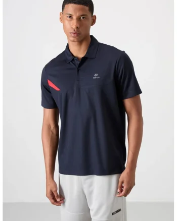 Tricou Polo  barbati, bleumarin, 100% poliester, cu buton