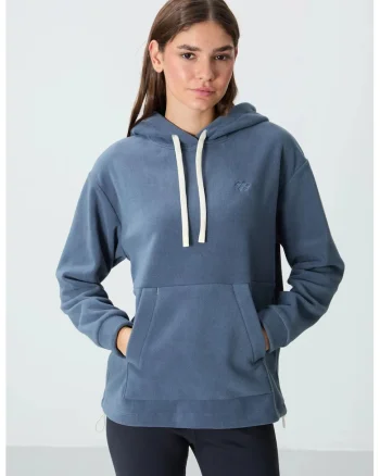 Hanorac dama,  Oversized cu Broderie, Oxford Blue, Poliester