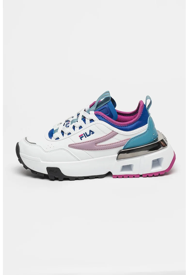 Pantofi sport de piele ecologica Upgr8, Alb/Lila