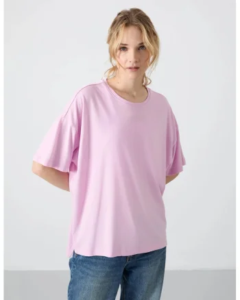 Tricou dama,  supradimensionat, mov liliachiu, bumbac-modal