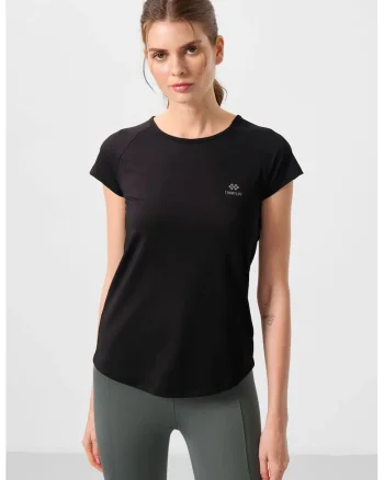 Tricouri dama,  tricou cu maneca scurta, negru, regular fit, elastic, poliester-elastan