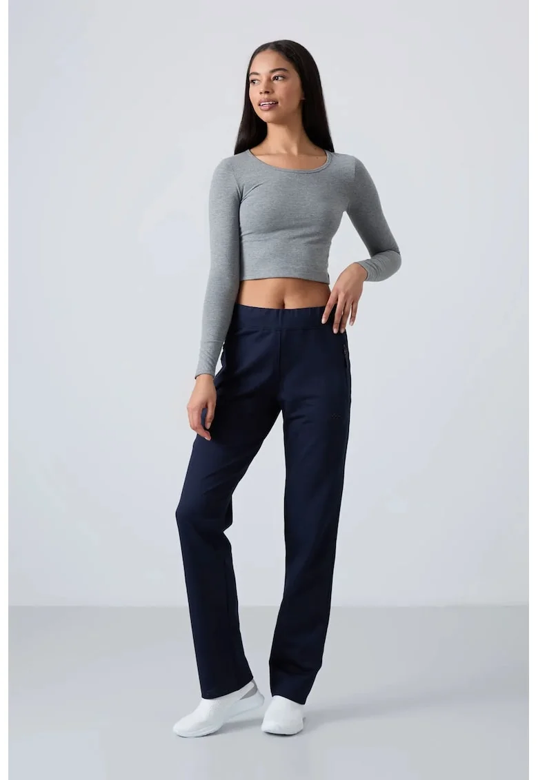 Pantaloni de trening,  fleece, bleumarin, 77% bumbac, 17% poliester, 6% elastan