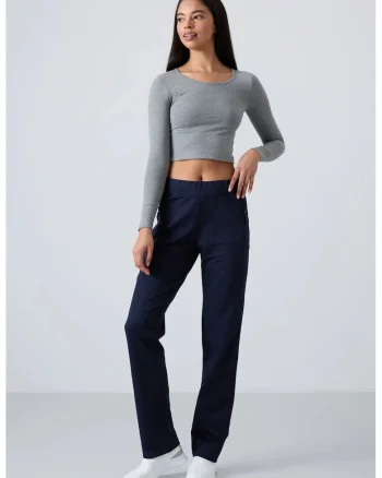 Pantaloni de trening,  fleece, bleumarin, 77% bumbac, 17% poliester, 6% elastan