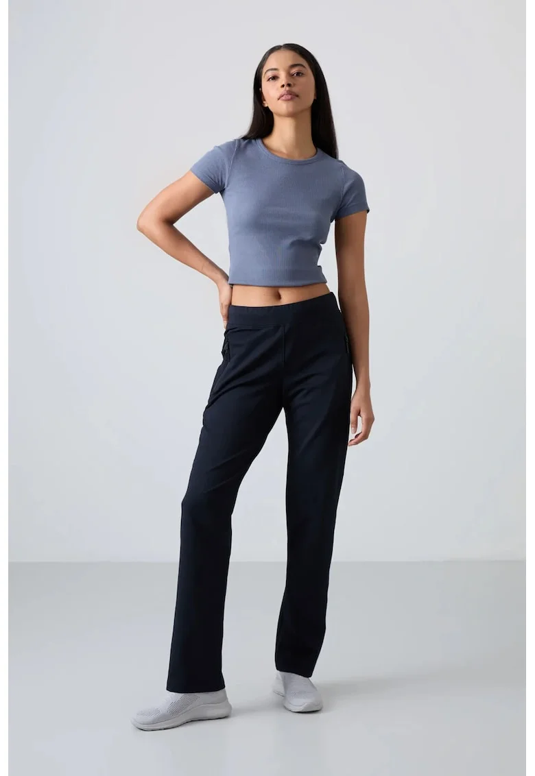 Pantaloni de trening,  fleece, negru, 77% bumbac, 17% poliester, 6% elastan