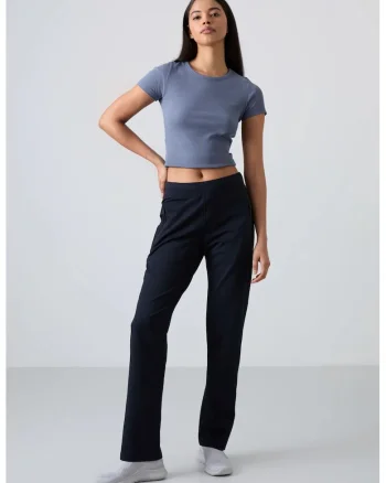 Pantaloni de trening,  fleece, negru, 77% bumbac, 17% poliester, 6% elastan