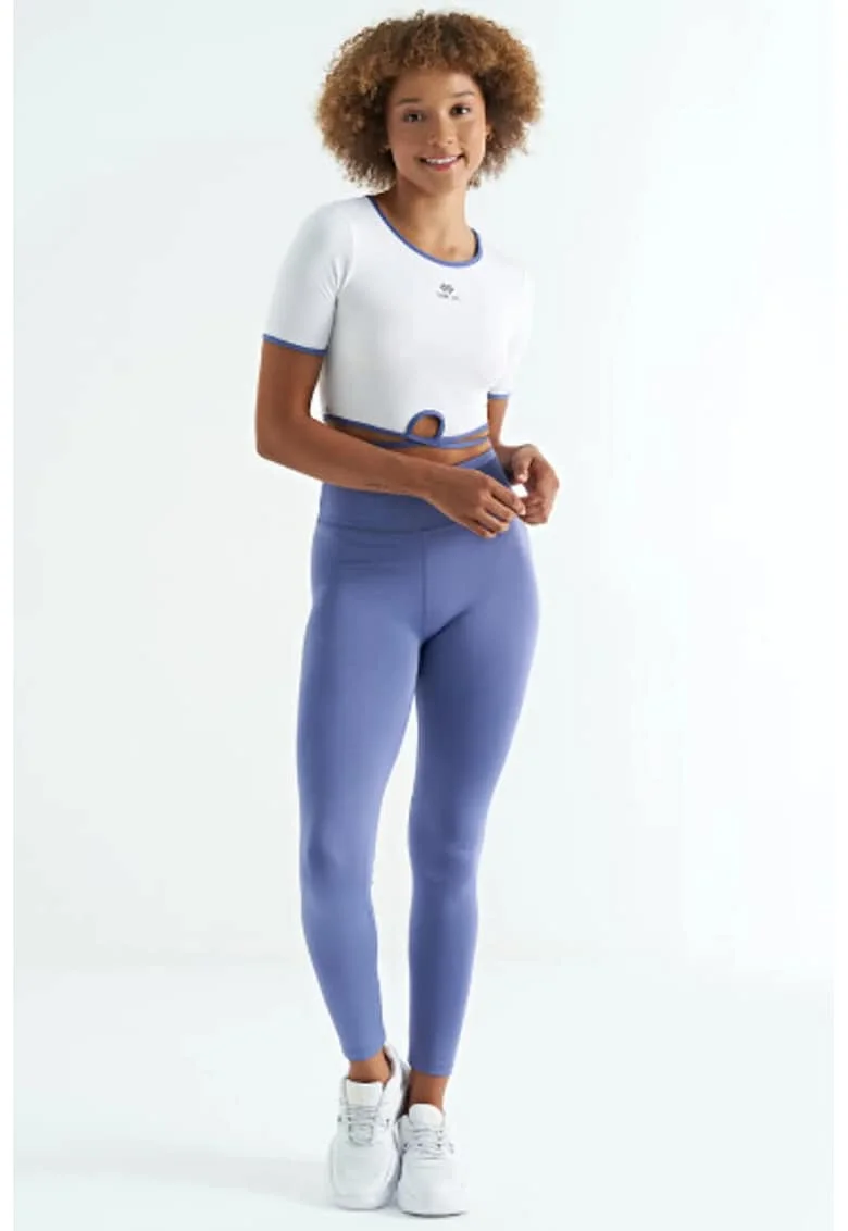 Tricou scurt  elastic, alb, poliester-elastan