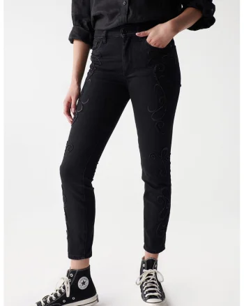 Blugi skinny cu talie inalta, Negru