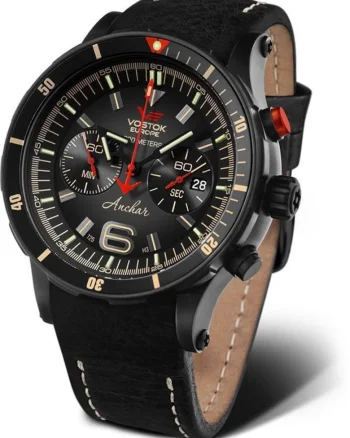 Ceas barbati  Anchar 6S21-510C582, negru, mecanism Quartz, piele, silicon