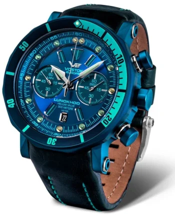 Ceas barbatesc  Lunokhod 2 6S21-620E278, albastru inchis, carcasa din otel, bratara din piele si silicon, set