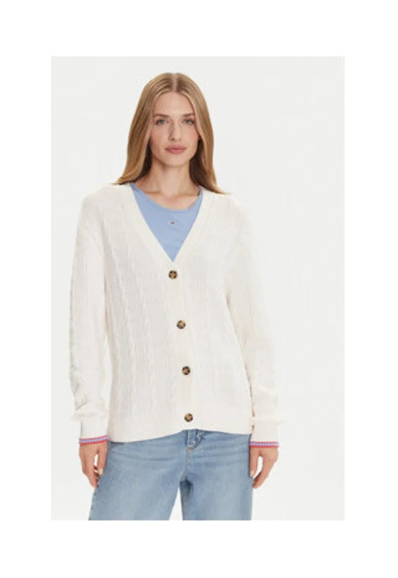 Cardigan dama,  Bumbac organic, Ecru
