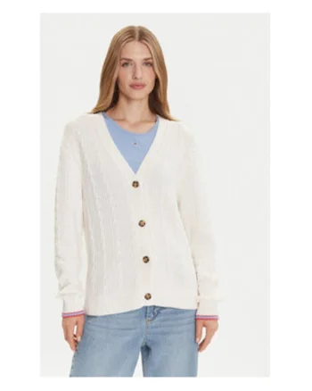 Cardigan dama,  Bumbac organic, Ecru
