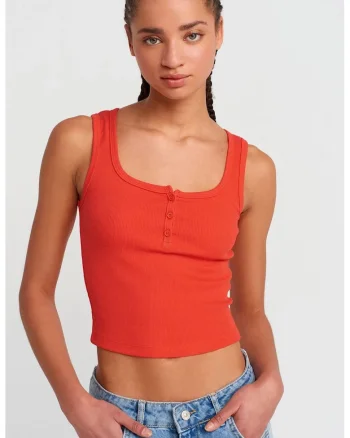 Bluza dama,  scurta, portocaliu, bumbac-elastan,