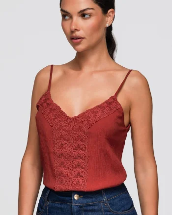 Bluza dama cu decolteu in V, ramite ajustabile, croiala lejera OW-TS-E0056, Rosu