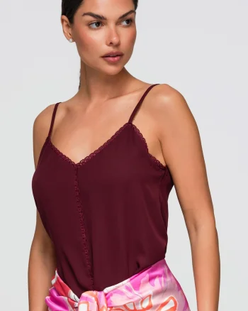 Bluza dama cu decolteu in V, ramitele ajustabile, croiala lejera OW-TS-E0057, Visiniu