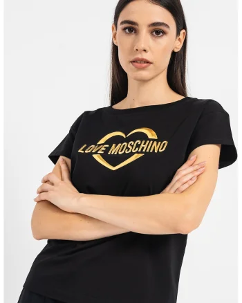Tricou cu imprimeu logo laminat, Auriu/Negru