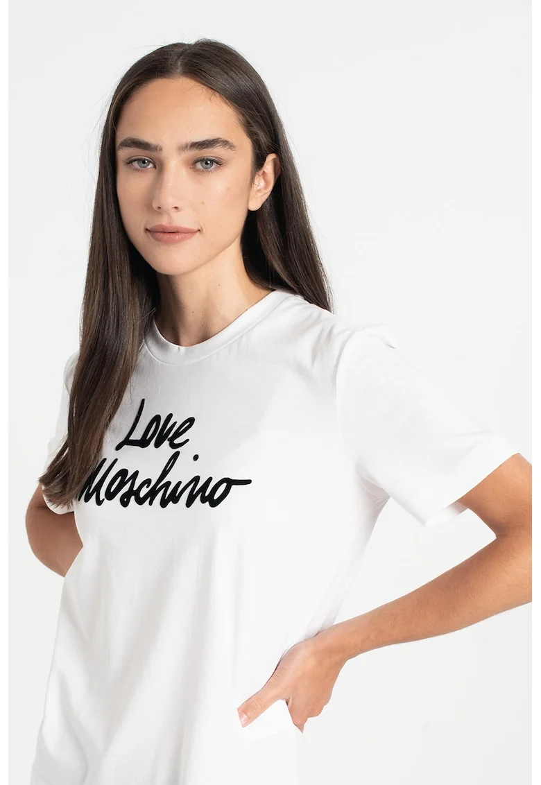 Tricou cu logo contrastant, Alb/Negru