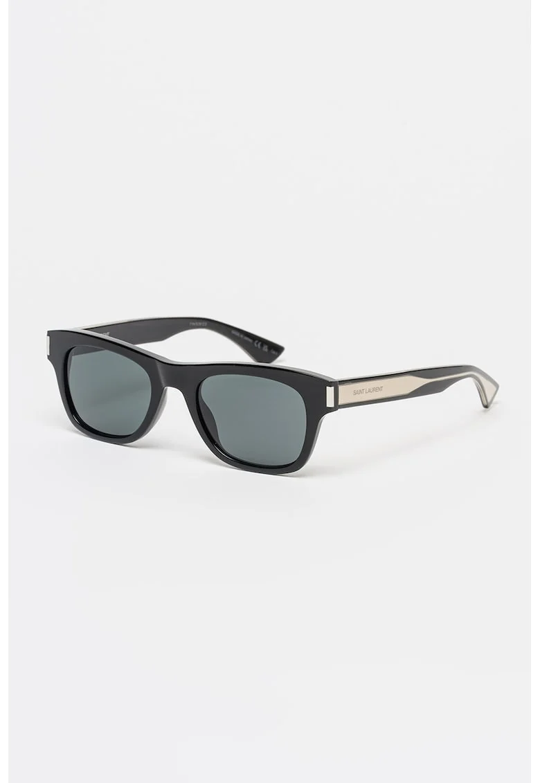 Ochelari de soare dreptunghiuari cu logo, Negru