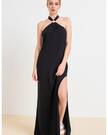 Rochie halter de plaja, Negru