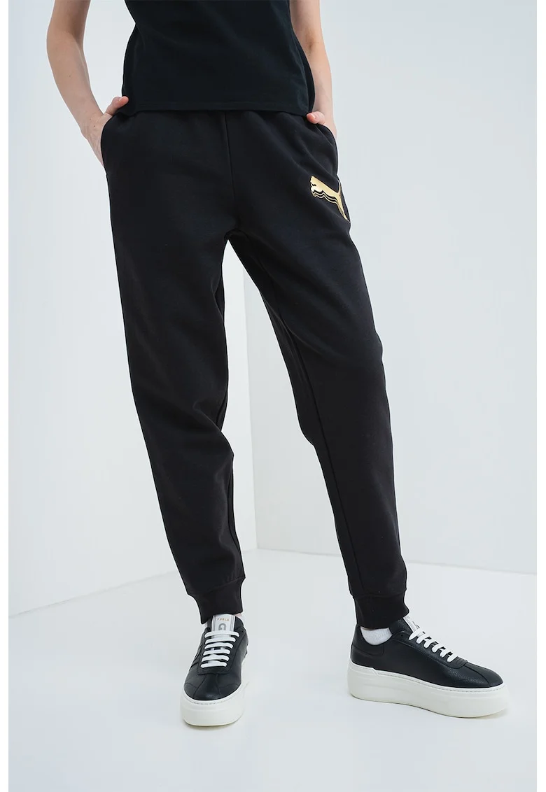 Pantaloni de trening cu imprimeu logo ESS, Negru